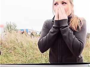 Jogger Alessandra Jane picked up and poked in a realm